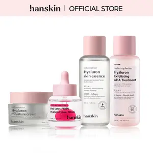Full Size Hyaluron 4-Step Exfoliating & Glass Skin Routine | AHA Treatment + Skin Essence + Lotus PDRN Serum + Moisture Cream | Skin Refining & Hydration Set