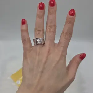 Size 8 - 2 CT Moissanite Signet Pave Band Gold Filled Silver Ring