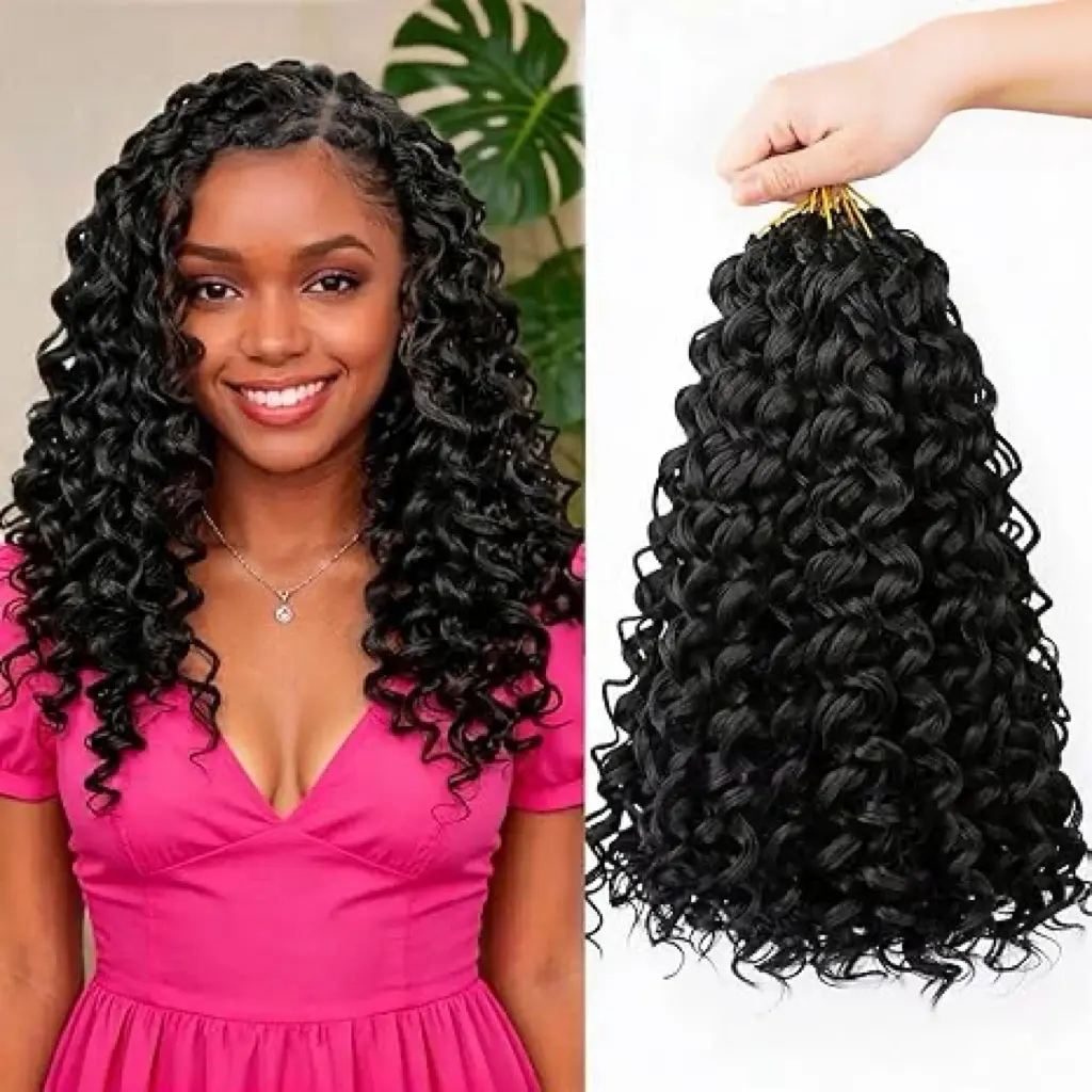 GoGo Curly Crochet braids hair extensions bohobraids  8 Packs for Black Women Curly Crochet Deep Wave Braiding hair,Synthetic hair Bohemian Deep Cuerly Crochet Braid Water Wave Crochet hair Extensions