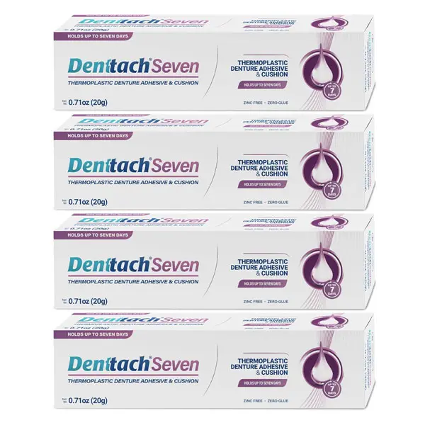 SALE 2026!!! Denttach Seven Denture Adhesive, Thermoplastic Denture Cushion and Reliner, Upper and Lower Denture Comfort for Up to 7 Days, Zero Glue, Zinc Free (4)