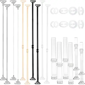 24Pcs Clear Bra Straps Invisible Bra Straps Replacement Elastic Dance Bra Clear Straps Adjustable Clear Straps for Bra Bra Strap Clips Dress Straps for Strapless Dress for Women Girls