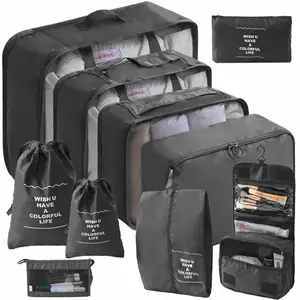 10/7 Pcs Set Travel Organizer Storage Bags Suitcase Packing Cubes Cases Portable Wardrobe Luggage Clothes Shoe Pouch Fold