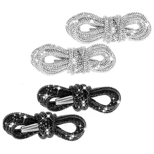 Rhinestone Decorated Drawstring, Rhinestone Embellished 1 Count/2 Pairs Shoes Laces Clothes Decorations, Sewing Accessories for Clothes, Shoes, Bags, Hats