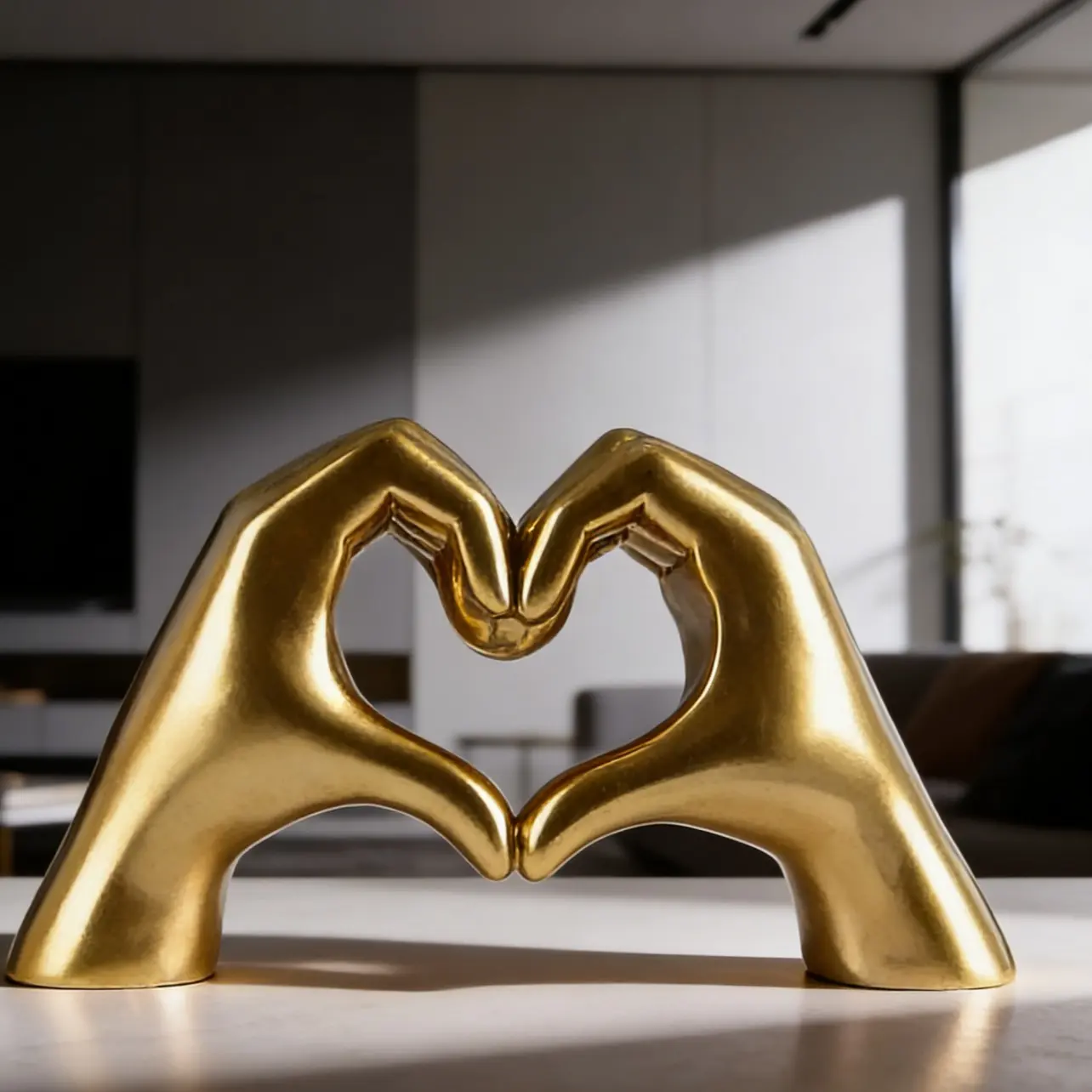 Hand Shape Decor Heart Shape Hand Gesture Sculpture, Modern Aesthetic Figurine, Love ...