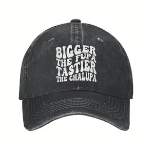 Funny "Bigger The Fupa Tastier The Chalupa" Denim Baseball Cap - Adjustable Snapback, Mesh Back, Lightweight & Breathable, Casual Sporty Style, Hand Wash Only, Baseball Hat