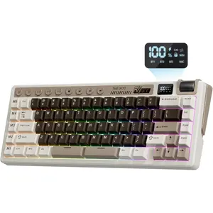 M70  Mechanical Keyboard with Macro  2.4GHz//Wired 75% Gaming Keyboard with 6000mAh  Gasket-Mount Display & Knob RGB Hot-Swappable Linear Cream
