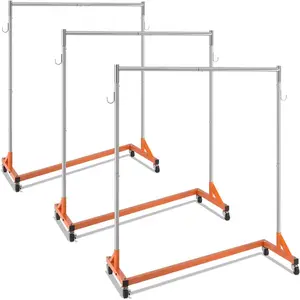 VEVOR Z Rack, 300 lbs Industrial Grade Z Base Garment Rack, 24x 63x 71 Clothes Rack, Sturdy Steel Heavy Duty Clothing Rack w/Lockable Casters for Home Garment Store OrangeVEVOR Super Brand Day