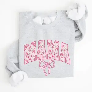 Mama, Coquette, Pink Bows, Trend, Girly, Soft Girl Era Sweatshirt, Women's Crew Neck, mother's day gift, mother's day gifts - EVA RAMOS