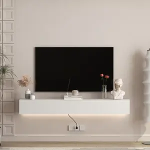 Floating TV Stand Wall Mounted with 16 Color LEDs,69" Modern TV Stand, Floating TV Cabinet Entertainment Center for 55 60 65 Inch TV