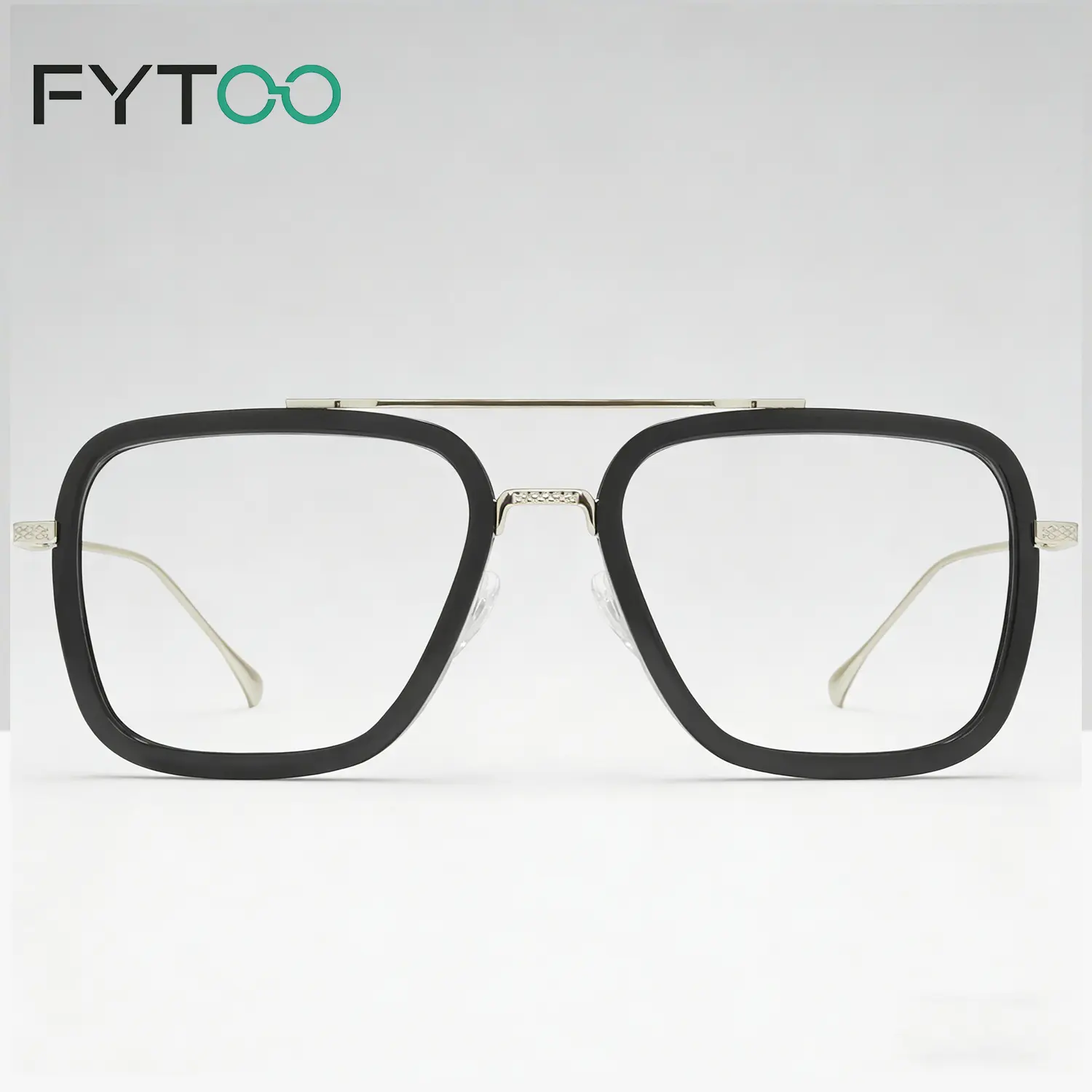 FYTOO Titanium Aviator Eyeglasses Frame, Ultra Light Retro Pilot Style Eyewear for Men Women, Fashion Clear Lens Glasses