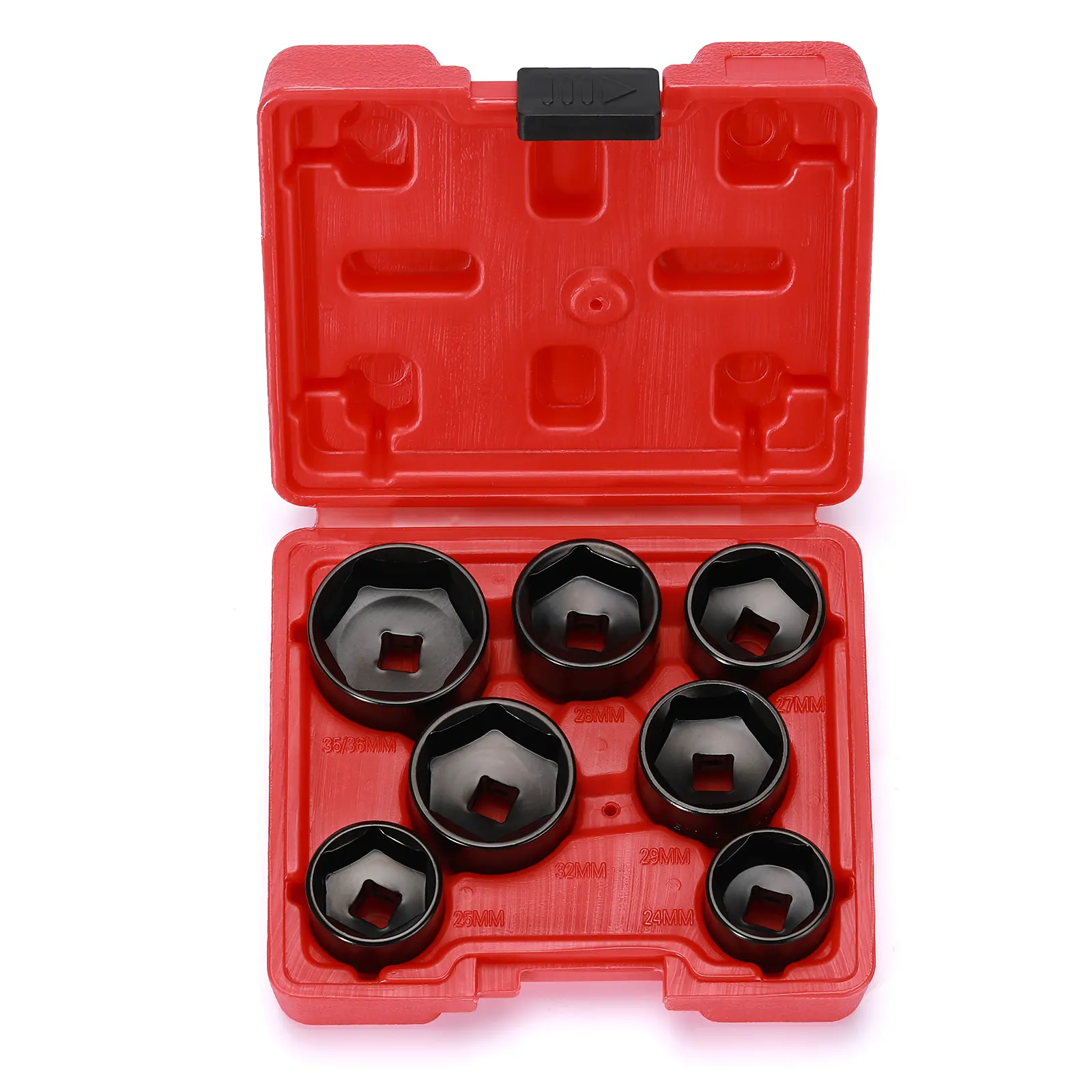 CASOMAN 7-Piece 3/8" Drive Low Profile Oil Filter Cap Wrench Socket Set, CR-V Steel 24mm-36mm Automotive Precision Car Tools for Mercedes-Benz, Ford Mechanics