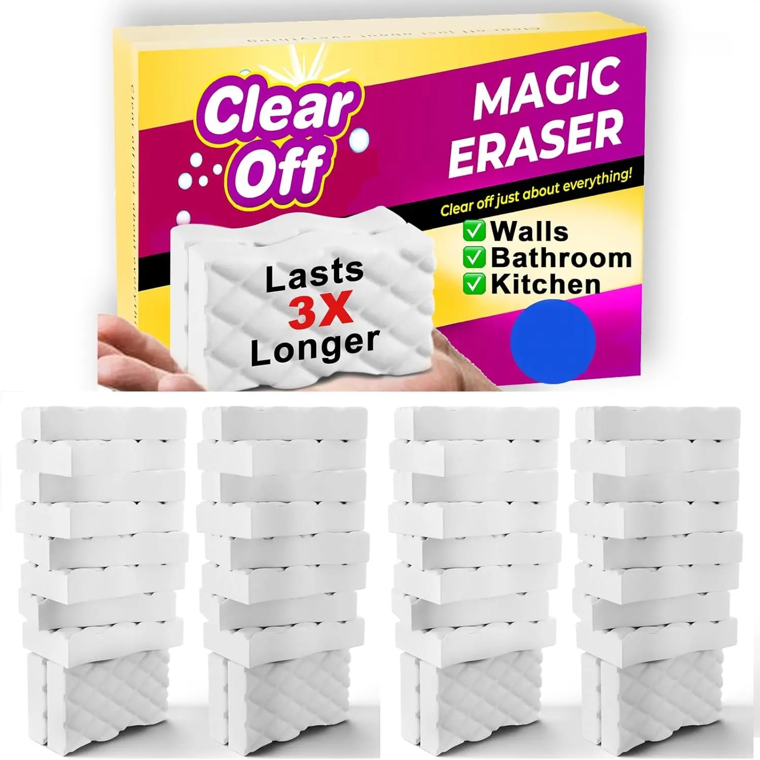 30-Piece Melamine Magic Eraser Stains Cleaning Tool Set - 20 Extra Large Sponges, 10 Flexi Scrubbing Pads, Abrasive Scrubber for Kitchen Oven Wall Cleaning, Scrubbing Pad