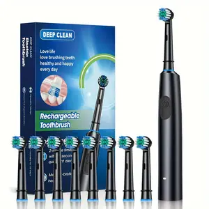 An upgraded adult electric toothbrush set with 8 replacement heads, ultra-soft nylon bristles, suitable for oral care, suitable for both men and women, 600mAh lithium battery, USB charging, 2-minute timer and four-part timer - ideal for home and travel gi