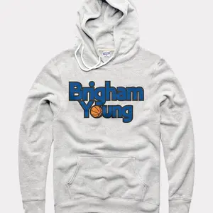 Retro Brigham Young C0ugars Stacked Hoops Hoodie, Game Day Ready Shirt, Gift for Basketball Fans, Trending Us Streetwear, Viral on Tiktok Menswear Long Sleeve Casual Pullover