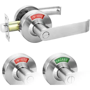 Commercial Door Handle with Occupied Sign, Bathroom Door Handle with Lock, Stainless Steel  Door Handle Hardware Door Lever Lock for Restroom Public Washroom, Satin Chrome