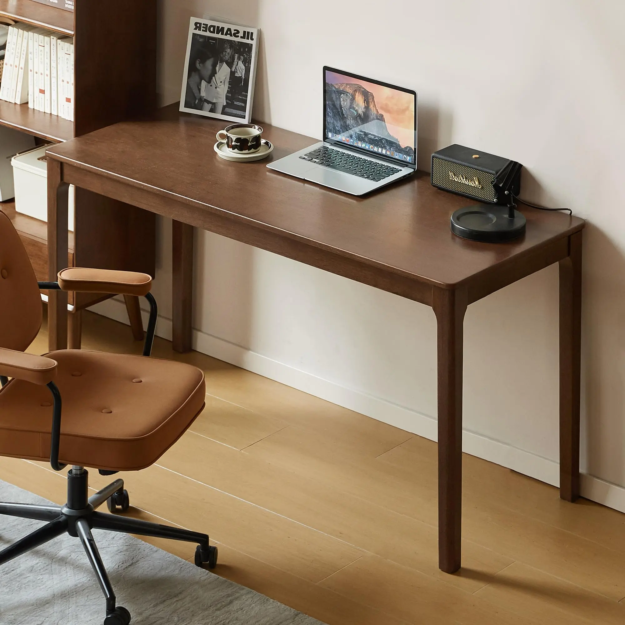 YESWOOD Solid Wood Computer Desk, Vintage Home Office Desk, Writing Desk, Mid Century Modern Wood Desk for Home Office, Study, Gaming