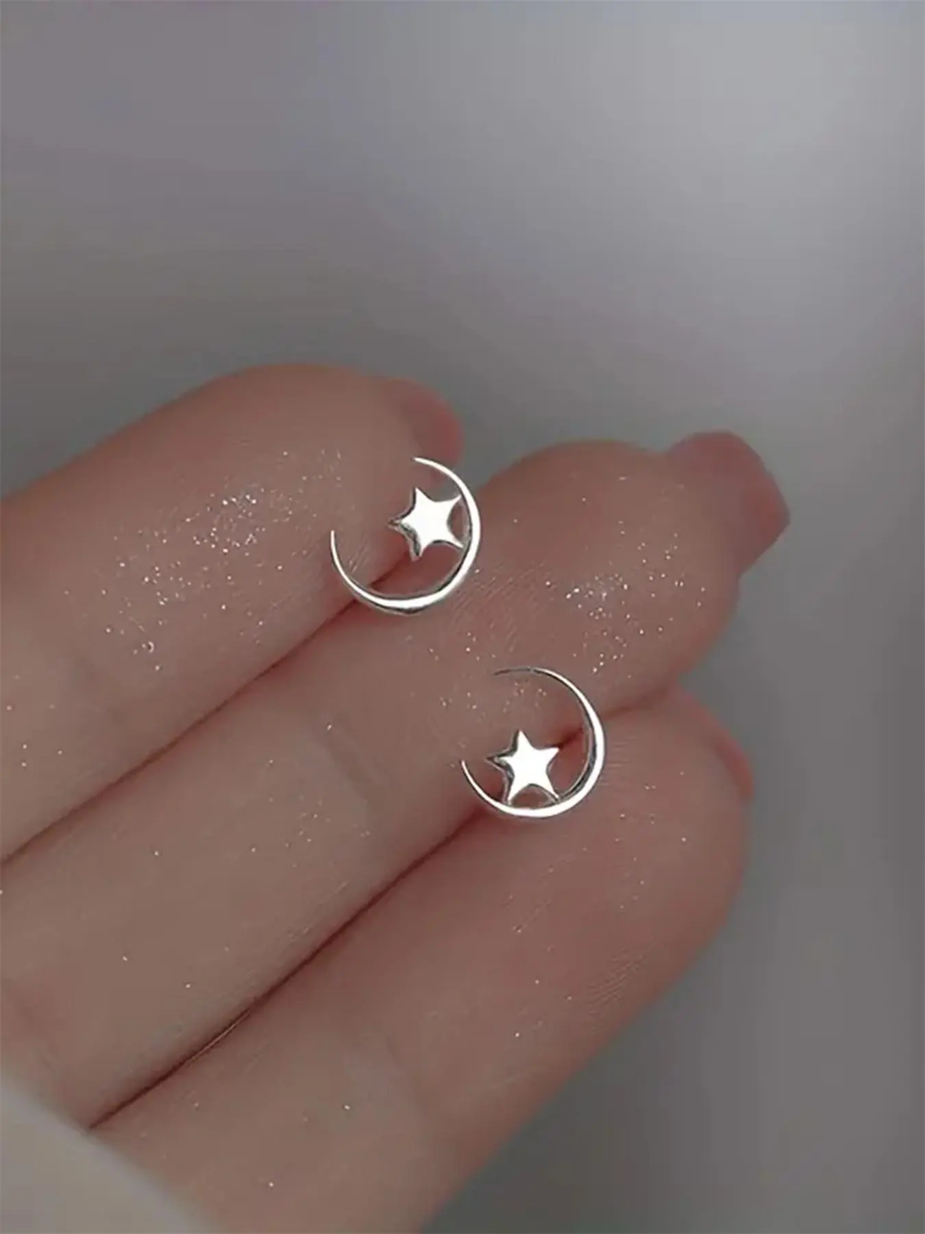 Star & Moon Design Stud Earrings, 2024 New Style Fashionable Earrings for Women & Girls, Trendy All-match & Exquisite Jewelry for Birthday Gift, Studs Earrings