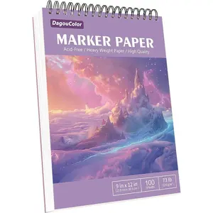 Alcohol Marker Papers, 9"x12" Tearable Drawing Sketch Book, 100 Sheets (200 Pages) Double-Sided Spiral-Bound, Acid-Free, Bleedproof Marker Pads for Artists Kids Adults