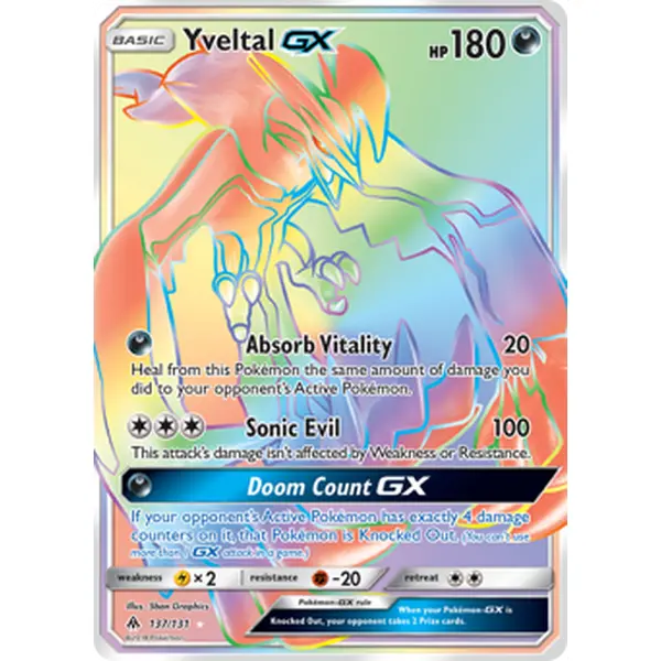 Pokemon TCG Yveltal GX (Secret) Forbidden Light Near Mint Trading Card Single