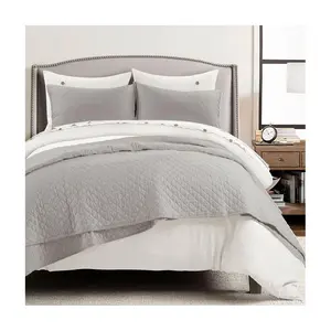 Lush Decor Belgian Flax Prewashed Linen Quilt 3pc King/Cal Kng