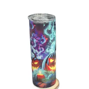 20 oz Jack-o-Lantern Glow in the Dark Tumbler ( Bottle Drinkware Water Bottles Cup Reusable Portable Washable )