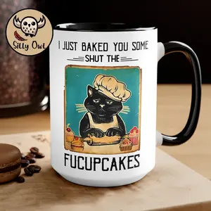 Grumpy Cat I Just Baked You Some Shut The Fucupcakes Mug Gift for Bakers Funny Baking Gifts Ceramic 11oz 15oz Sizes