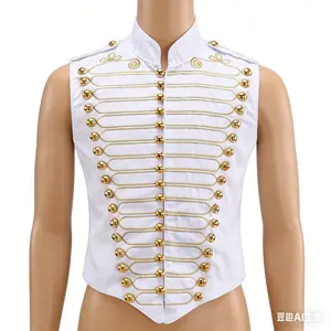 Medieval men's retro Gothic steam drummer suit punk sleeveless embroidered vest cosplay suit Costumes