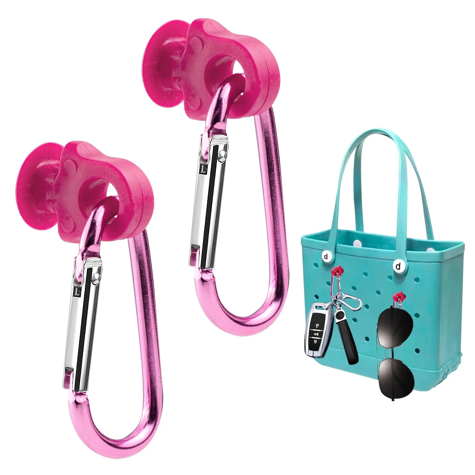 2 PCS Hooks Set Accessories Compatible for Beach Bag, Beach Bag Accessories, Insert Carabiner Key Chain Holder Charms, Compatible for Small & Large Beach Bags keychains