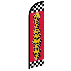 Banner Flag – Red Checkered Flag Design for Auto Service Shops, Tire Alignment Signage, Outdoor Advertising