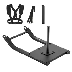 Weight Sled, Steel Power Sled, Fitness Strength Training Sleds for Athletic Exercise Speed Improvement, Workout Fitness Equipment with Harness, Compatible with 1/2 in Weight Plates, Black