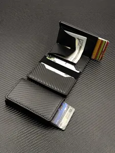 Carbon Fiber Texture Card Holder, European and American Anti-Theft Men's Wallet, Multi-Card Slot Card Box Wallet, Secure and Stylish Design
