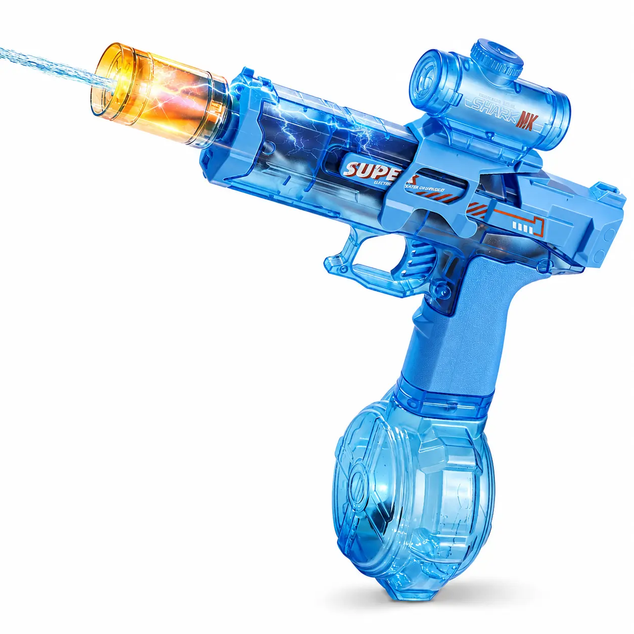 Electric Automatic Water Blaster with LED Light-Up Nozzle, Large Tank and Scope, Summer Outdoor Pool and Backyard Water Toy for Kids