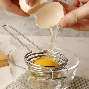 1pc Stainless Steel Egg Yolk & Egg White Separator with Extended Handle - Hygienic Egg Separator Suitable for,, Meringues, Omelets - Quick & Yolk/White Separation
