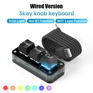 RGB Mini Hot-Swap Gaming Keypad with RGB Lights, 3 Red Switch Custom Knobs, USB-C Cable, Macro Programming, Compact Gasket Design for Photoshop, Windows, iOS, Android (Wireless, Screen-Equipped)