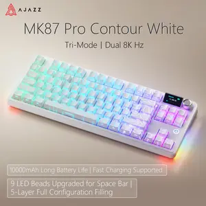 Ajazz MK87 PRO Wireless Gaming Mechanical Keyboard, Wireless/Wired/Bluetooth, ideal for gaming, computing, and office use, gaming setup,compatible with Windows/Mac/PC.