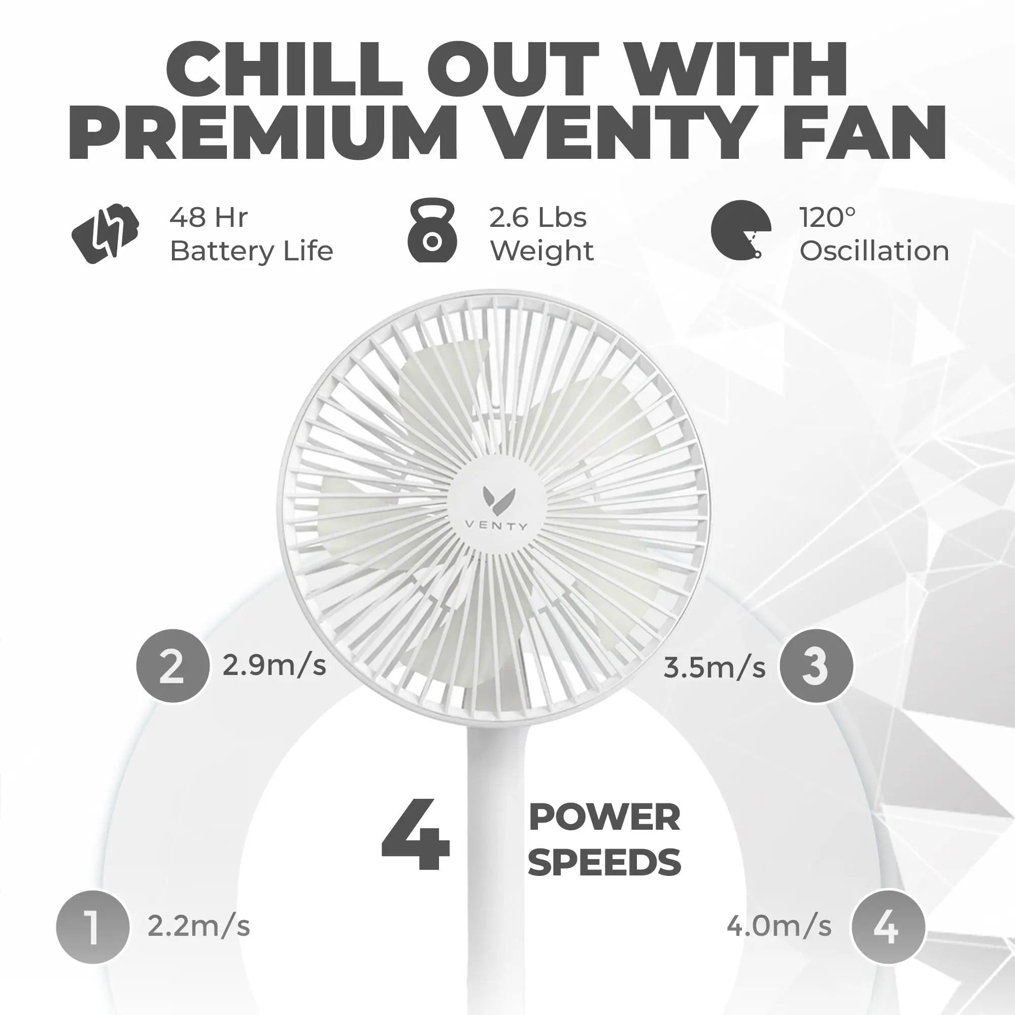 Venty Fan Portable Fan & Rechargeable - Your Ultimate Cool Companion