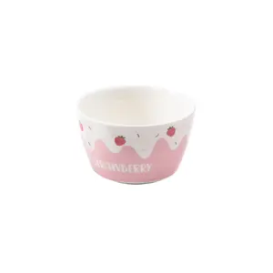 Ceramic Dessert Bowl with Cute Strawberry Design, Versatile Cereal Bowl, Microwave & Dishwasher Safe, Perfect Kitchen Gift