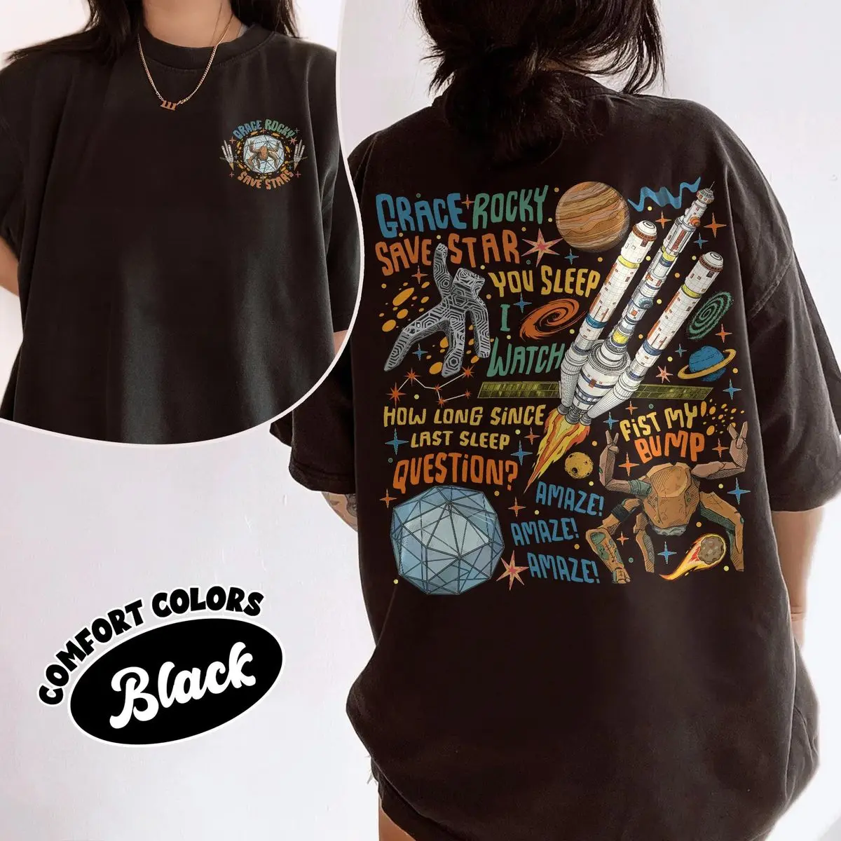 Comfort Colors Project Hail Mary Shirt, Grace Rocky Save Stars Tshirt, Sci Fi Fan Graphic Tee, Gift For Book Lovers, Unisex Crew Neck Top, Crewneck Top