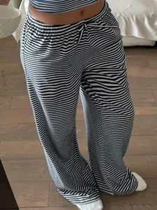 Women's Striped Casual Long Pants, Comfortable Everyday Outdoor Wear, Trendy City Youth Travel Fashion, Casual Street Trousers
