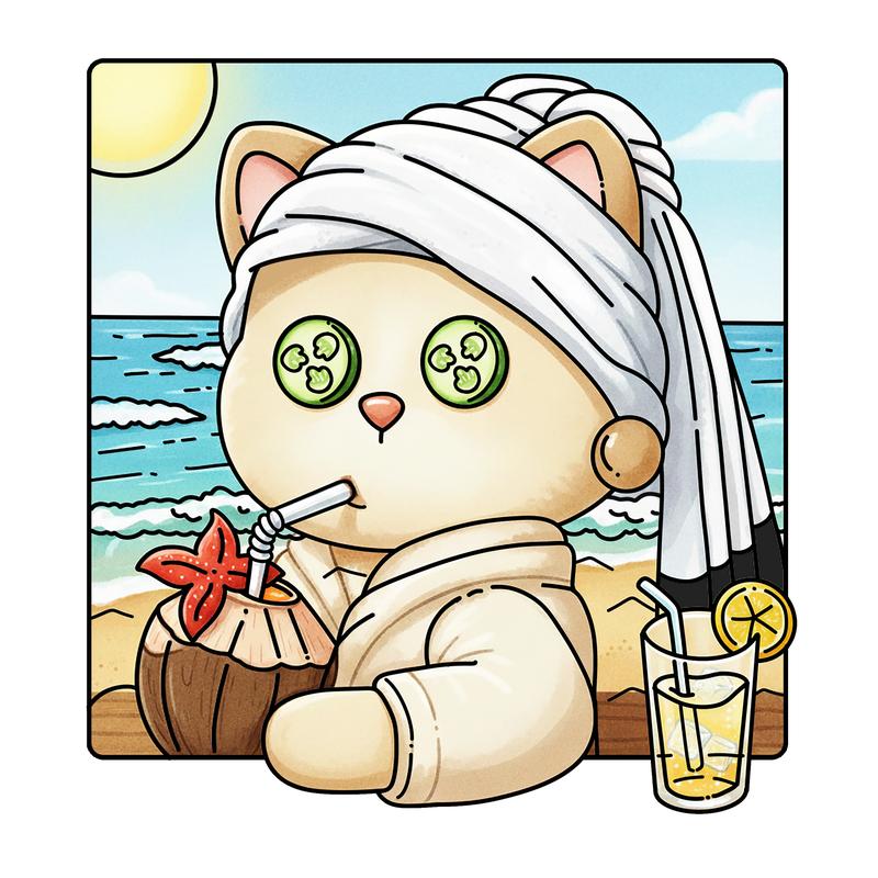 Fuzzy Caterpieces Cute and Cozy Coloring Book for Adults & Teens Featuring Comfy Cat Friends in Funny Moments Inspired by Famous Paintings 30 Unique Pages Bold Designs Single-Sided Printing 8.5 x 8.5 Inches