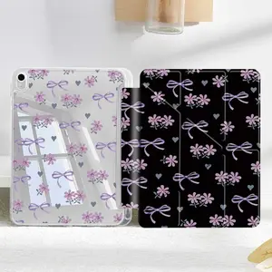 Acrylic Y-shaped folding tablet case, Tablet casing, with magnetic closure, multi-angle stand, pen slot, high-transparency, anti-bending and scratch-resistant acrylic back cover, sleep/wake function, suitable for iPad 10.2/10.5/Air4/5/10/10.9/Pro11