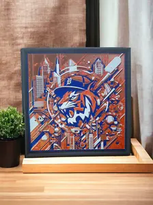 Detroit Tigers 3D Printed Framed Wall Art for Home Decor and Office