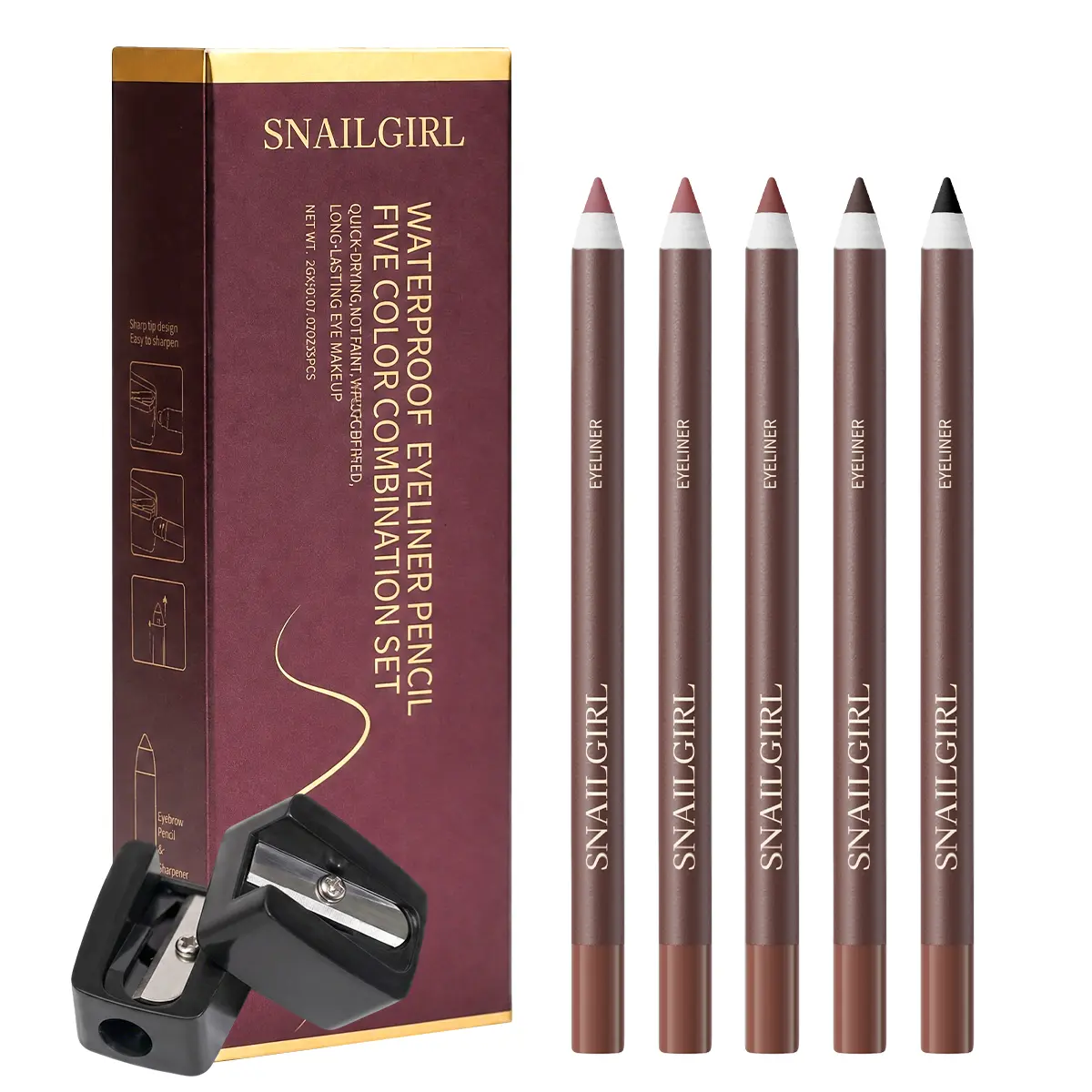 5-Piece Long-Lasting Eyeliner Pencil Kit – Waterproof Smudge-Proof Eye Liners with Creamy Glide Formula, Easy Application for Everyday Makeup, Smokey Eyes and Glam Party Looks.