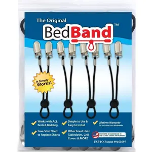 Not Made in China 100% USA Worker Assembled Bed Sheet Holder Gripper Suspender Strap Smooth any Sheets for any Bed Sleep Better Patented Black 1 Pack (4 Bands)