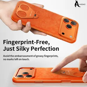 ANDMO US Patented Alcantara Dual Ring Phone Case Luxury Car Interior Texture No Wobble Kickstand Cover for iPhone 17 Pro Max Custom Striped