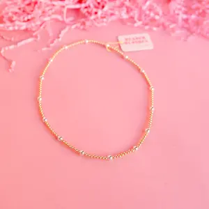 Olive Gold with Silver Beaded Necklace