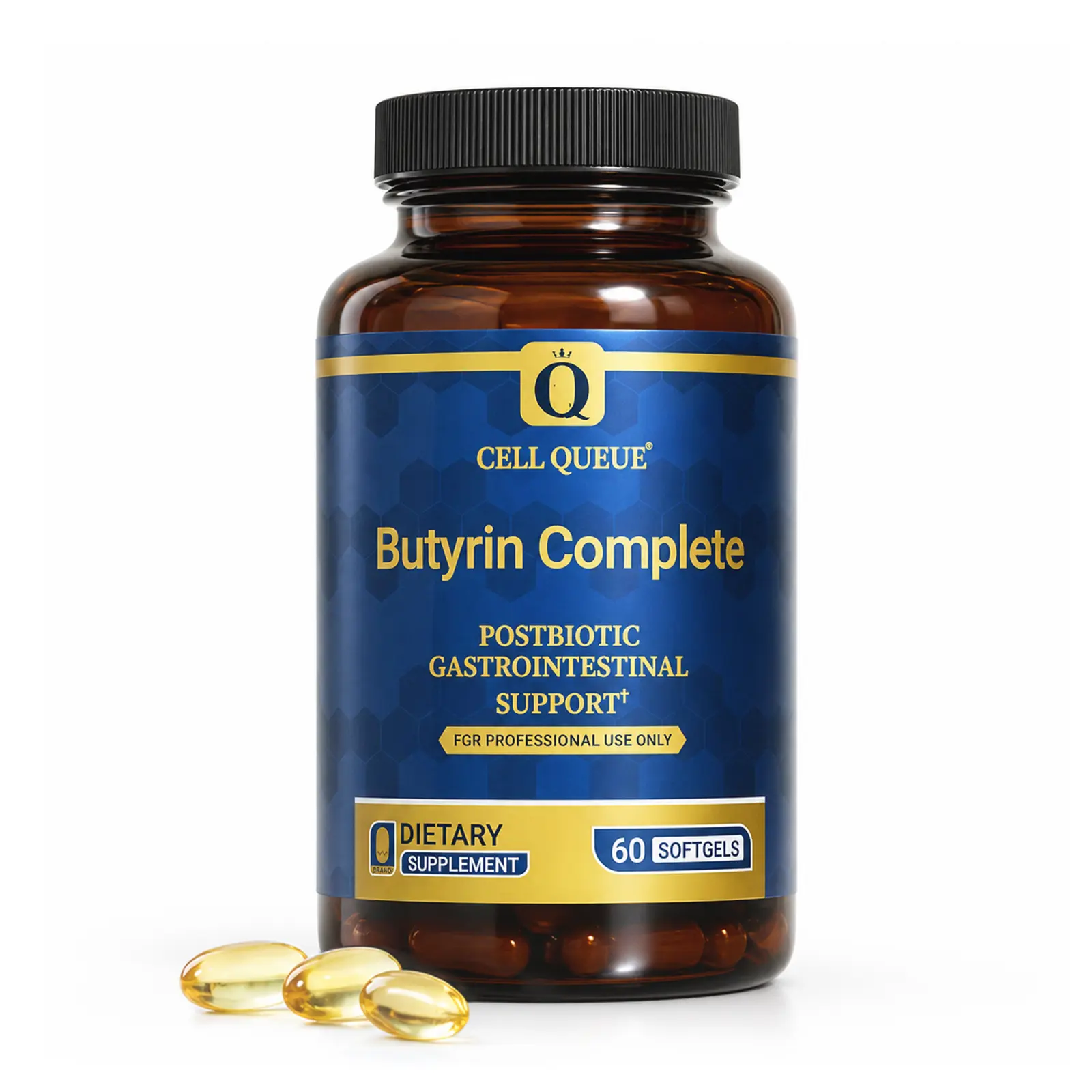 Cell Queue Butyrate Gut Health Supplement | CoreBiome Tributyrin, Butyric Acid & Postbiotics | 3-in-1 Formula for Gut Barrier, Digestive, Colon & Microbiome Support | 60 Softgels