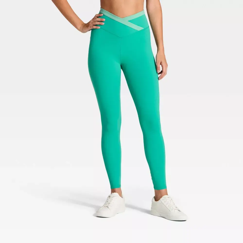 Women's High-Rise Crossover Waistband 7/8 Leggings - JoyLab