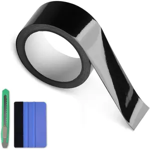 Gloss Black Vinyl Wrap,  Vinyl Film Tapes Kit for Blackout Chrome Delete Window Trim Door with Free Tools (1in x 30feet)
