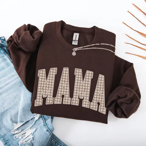 Gingham Mama Sweatshirt Mama Shirt Vintage Mama Shirt Trendy Mama Shirt Mothers Day Gift New Mama Baby Shower Pregnancy Announcement Shirt